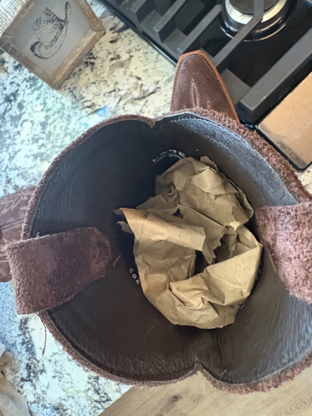 Lane Lexington Dark Brown Suede Embroidered Cowgirl Boots Size 7.5 - Picture 7 of 16